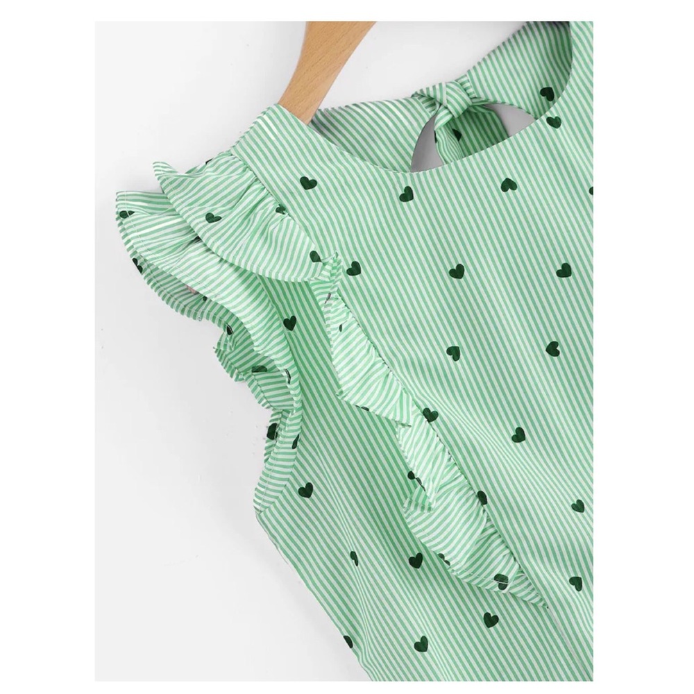 ➕ RESTOCKED Hearts & Stripes Flutter Sleeve Top - Picture 5 of 6